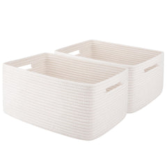 OIAHOMY storage basket 2-pack white on shelf for tidy closet organization.