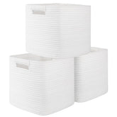 OIAHOMY 11-inch 3-pack white on-shelf cubes keep living spaces organized