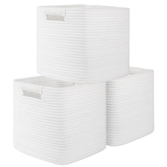 OIAHOMY 11-inch 3-pack white on-shelf cubes keep living spaces organized