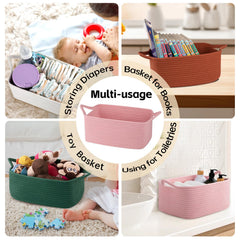 OIAHOMY woven basket used as multi-use storage in living room.