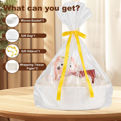OIAHOMY woven cotton basket demonstrates durable, soft, baby- and pet-friendly material.