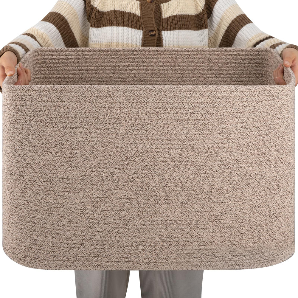 OIAHOMY XXLarge Rectangle Basket front view shows spacious blanket storage.
