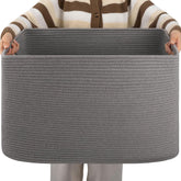 OIAHOMY blanket basket front view shows sturdy cotton weave for tidy storage.