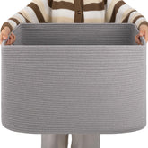 OIAHOMY XXLarge grey blanket basket holding throws neatly in a living space