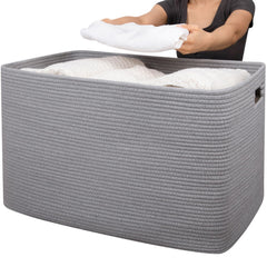 OIAHOMY XXXXL basket front view offers spacious blanket storage for living rooms.