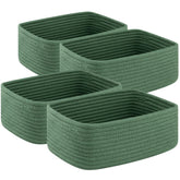 OIASKET 4-pack small storage baskets in green provide neat towels storage on shelves.