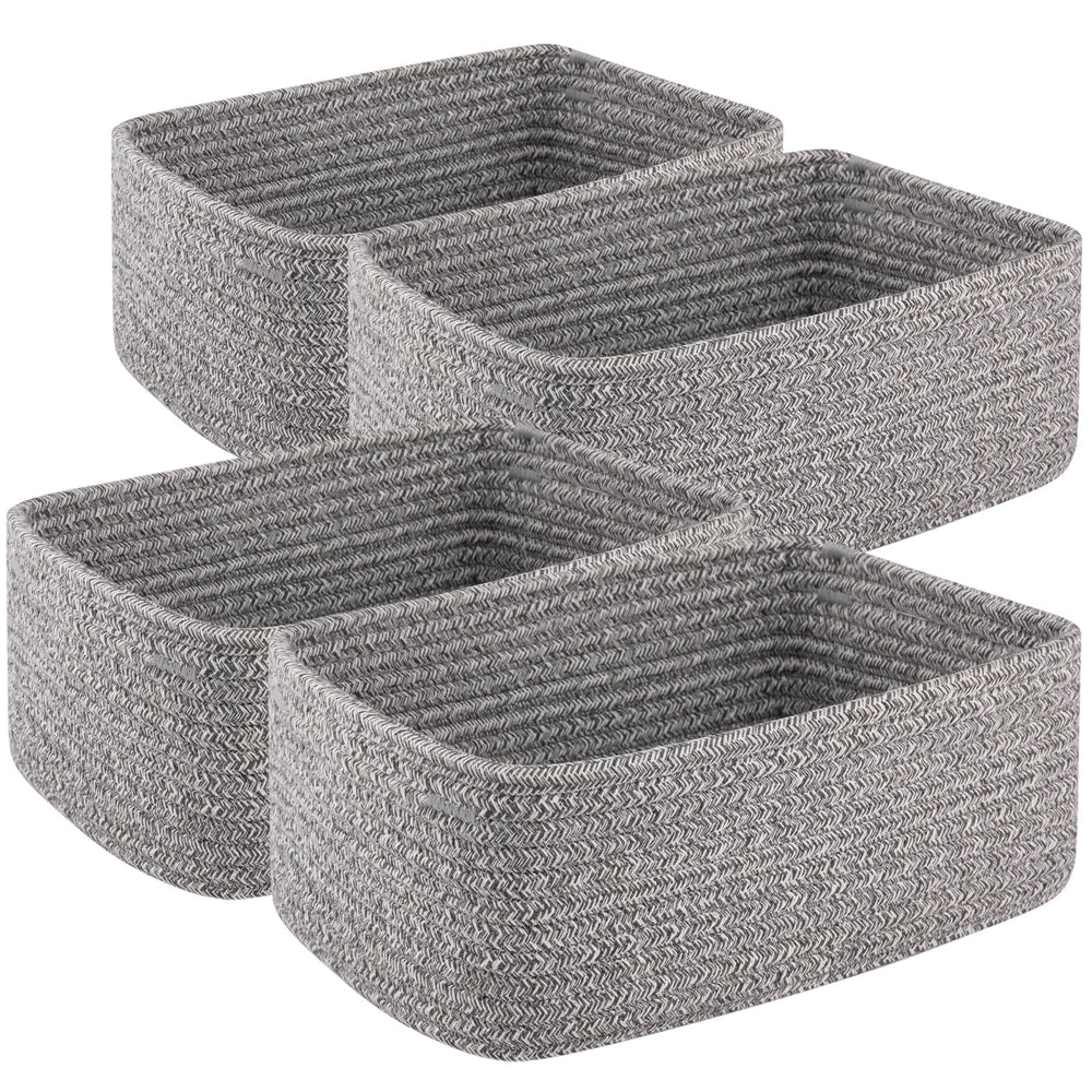 OIASKET 4-pack small storage shelf baskets in grey for tidy shelves and quick retrieval