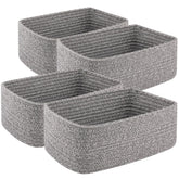 OIASKET 4-pack small storage shelf baskets in grey for tidy shelves and quick retrieval