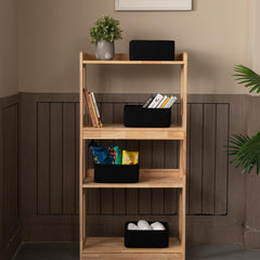 OIASKET black storage baskets on shelf for towels and linens