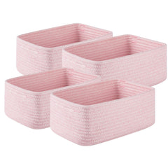 OIASKET 4-pack pink storage baskets arranged on a shelf for organization