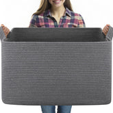 OIASKET 95L blanket basket in living room for easy storage and organization