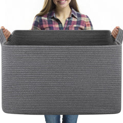 OIASKET 95L blanket basket in living room for easy storage and organization