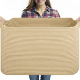 OIASKET 95L extra large blanket basket front view for easy blanket storage and organization.