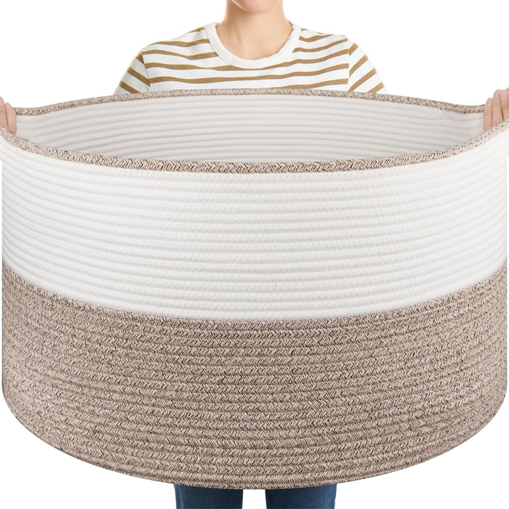 OIASKET blanket basket large-22-8 with handles enables easy transport and organization