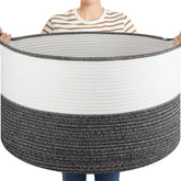 OIASKET blanket basket front view stores throws and pillows neatly
