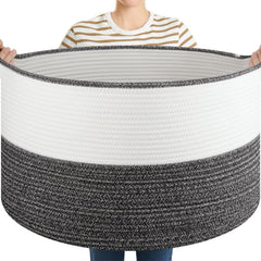OIASKET blanket basket front view stores throws and pillows neatly