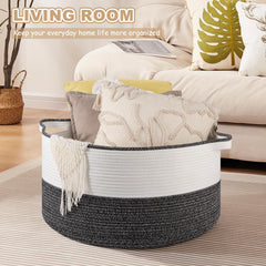 OIASKET blanket basket side view demonstrates large capacity for bulky textiles