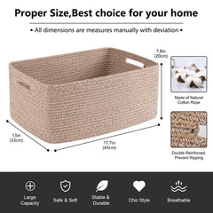 OIASKET brown rope basket pair ideal for blankets and textiles.