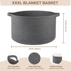 OIASKET dark-grey woven basket closeup handle shows sturdy handles