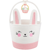 OIASKET Easter basket with bunny design and handle, ideal for toddler egg hunts.