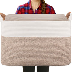 OIASKET extra-large laundry basket 95L ready for blankets and clothes storage.