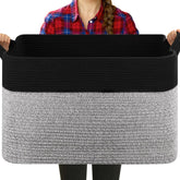 OIASKET extra-large laundry basket folded shows space-saving storage and easy reshaping