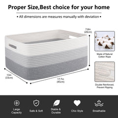 OIASKET gradient grey woven basket on shelf adds warm texture and neat storage.