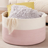 OIASKET large basket shows roomy storage for blankets and pillows.