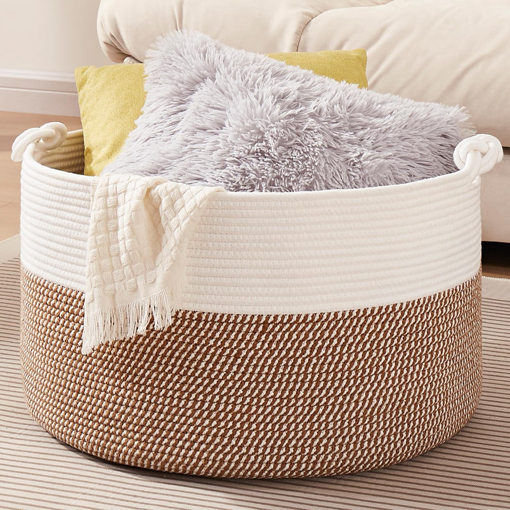 OIASKET large basket closeup shows soft cotton rope weave and durable construction.