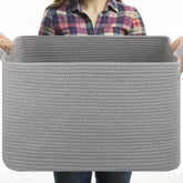 OIASKET large blanket basket front view highlights durable woven texture for easy blanket storage.