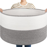 OIASKET large blanket basket hero view with spacious storage for pillows and throws.