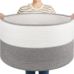 OIASKET large blanket basket hero view with spacious storage for pillows and throws.