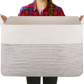OIASKET large blanket basket in living room stores blankets and toys neatly