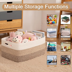 OIASKET large storage basket gradient yellow, shelf organizer accent for living room or bedroom.