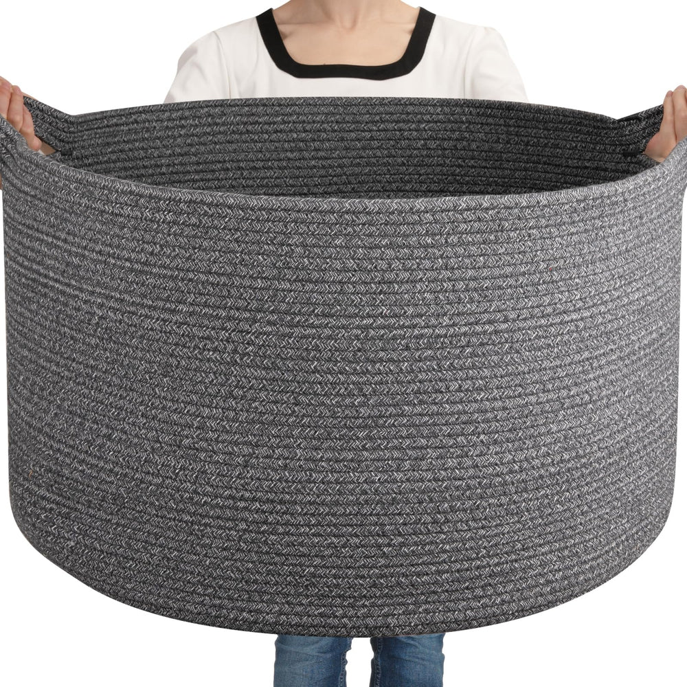 OIASKET large woven basket blanket storage keeps blankets tidy in living spaces