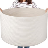 OIASKET large woven basket for blanket organization in living spaces.