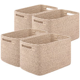 oiasket storage basket side view highlights durable cotton rope construction for clutter-free living spaces.