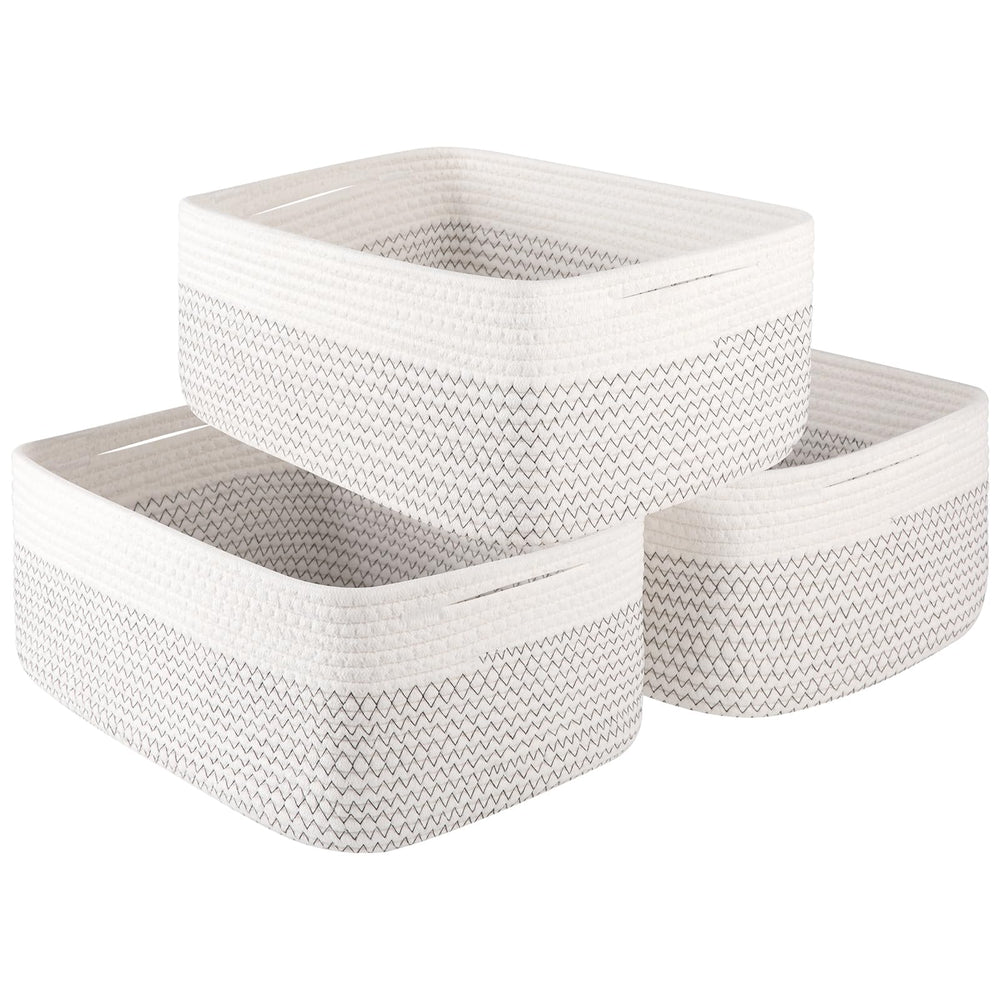 OIASKET 3-pack storage baskets folded for compact shelf organization and clutter reduction