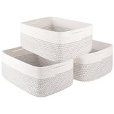 OIASKET 3-pack storage baskets folded for compact shelf organization and clutter reduction