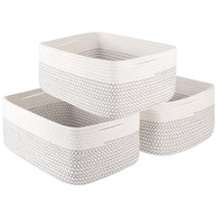 OIASKET 3-pack storage baskets folded for compact shelf organization and clutter reduction