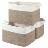OIASKET storage baskets brown-white rectangular closeup shows durable weave for tidy shelves.