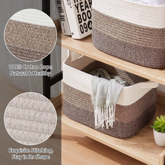 OIASKET storage baskets gradient dark brown storing books and magazines neatly.