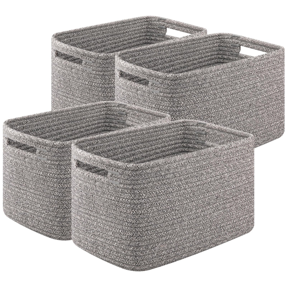 OIASKET storage baskets on a living room shelf keep toys and books neatly organized.