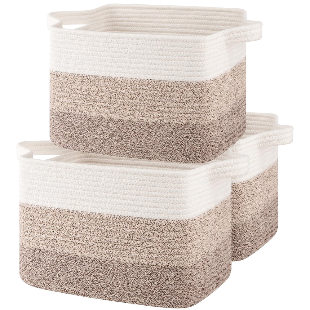 OIASKET storage baskets front view demonstrates space-saving shelf organization.