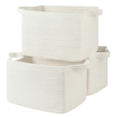 OIASKET storage baskets rectangle white front view, ideal for shelf organization.