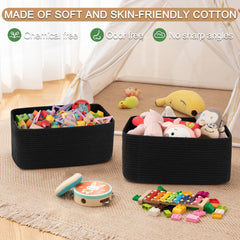 Oiasket rope basket ideal for toy storage and clutter reduction.