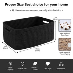 Oiasket woven rope basket for shelves promotes neat closet organization.
