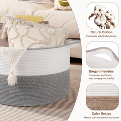 OIASKET XXL neutral grey-white decor-friendly basket in living room