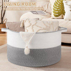 OIASKET XXL woven basket with sturdy handles for toy tidying