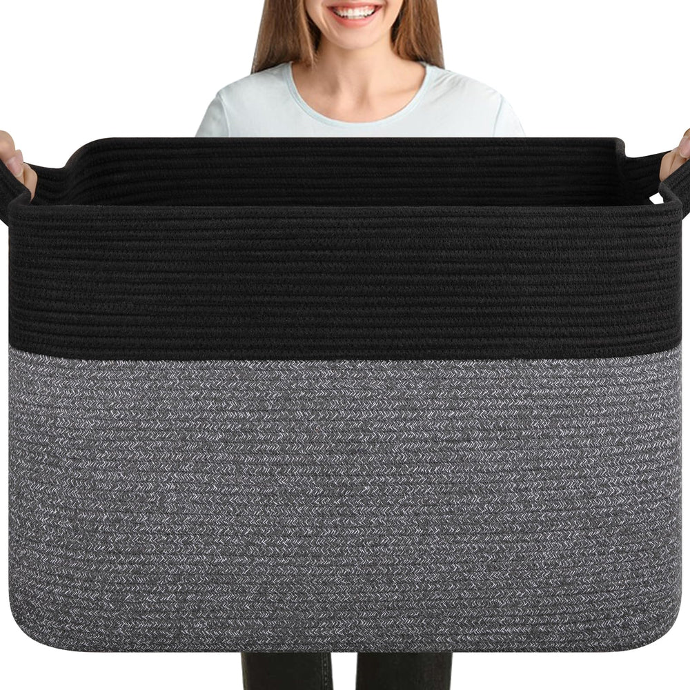 OIASKET XXXL Supre Large Basket front view highlighting durable cotton rope storage